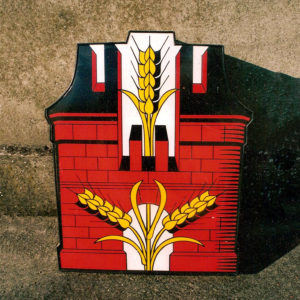 Enseigne lumineuse pour la bière Suisse Feldschlösschen, avec le logo du château, emblème de la brasserie