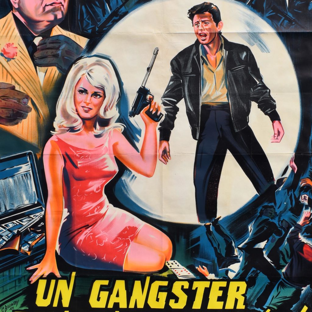 un gangster revient de Brooklyn affiche d'un film de série B de 1966. Illustration de Constantin Belinsky