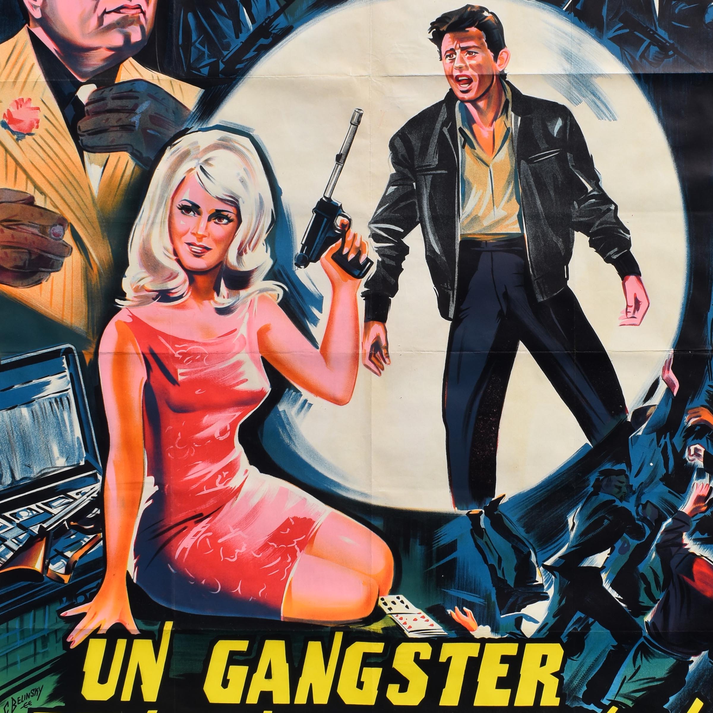 un gangster revient de Brooklyn affiche d'un film de série B de 1966. Illustration de Constantin Belinsky