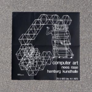Cuboctahedron Computer art Georg Nees Ludwig Rase expo 1972. Affiche art par ordinateur seventies. Hamburg Kunsthalle.