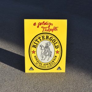 Rittergold Most Apfelsaft Apfelwein Blech Reklameschild vintage. Jus de pomme Rittergold tôle publicitaire.
