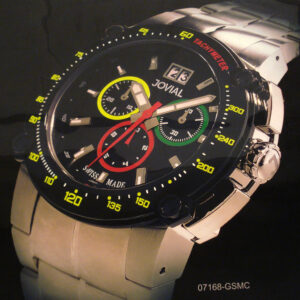 Jovial montres Suisses, modèle 07168- GSMC. Photo publicitaire sur une grande affiche format 270x128cm. Pour Baselworld 2007