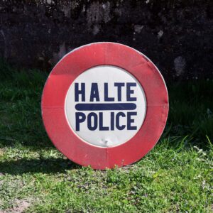 panneau halte police vintage