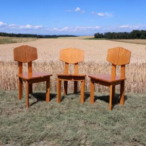 Chaises brutalistes 1970's en chêne