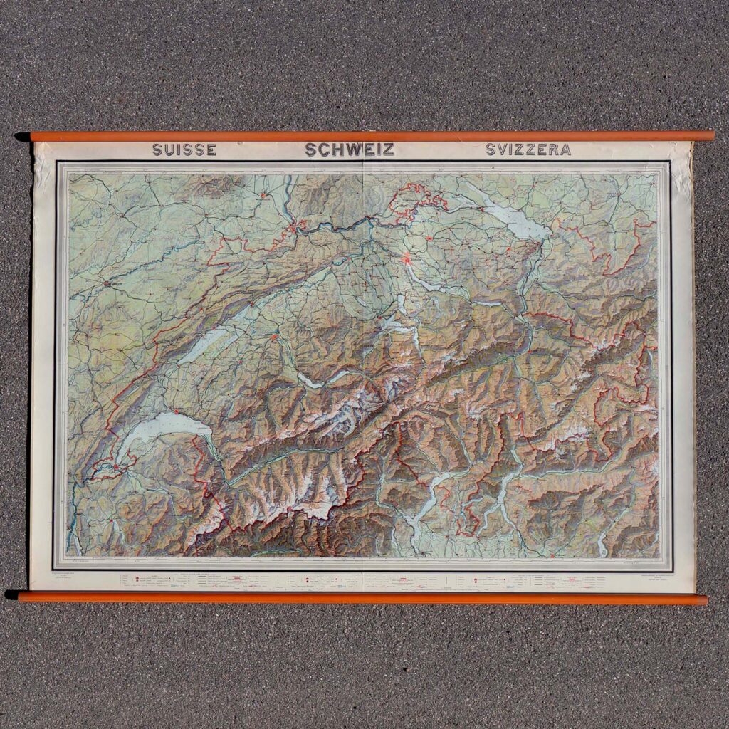 Carte scolaire Suisse 1964 murale