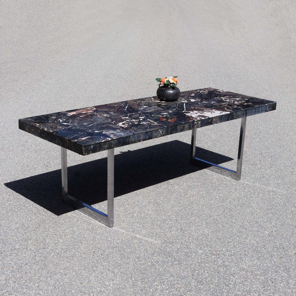 Table basse vintage marbre noir 1960's