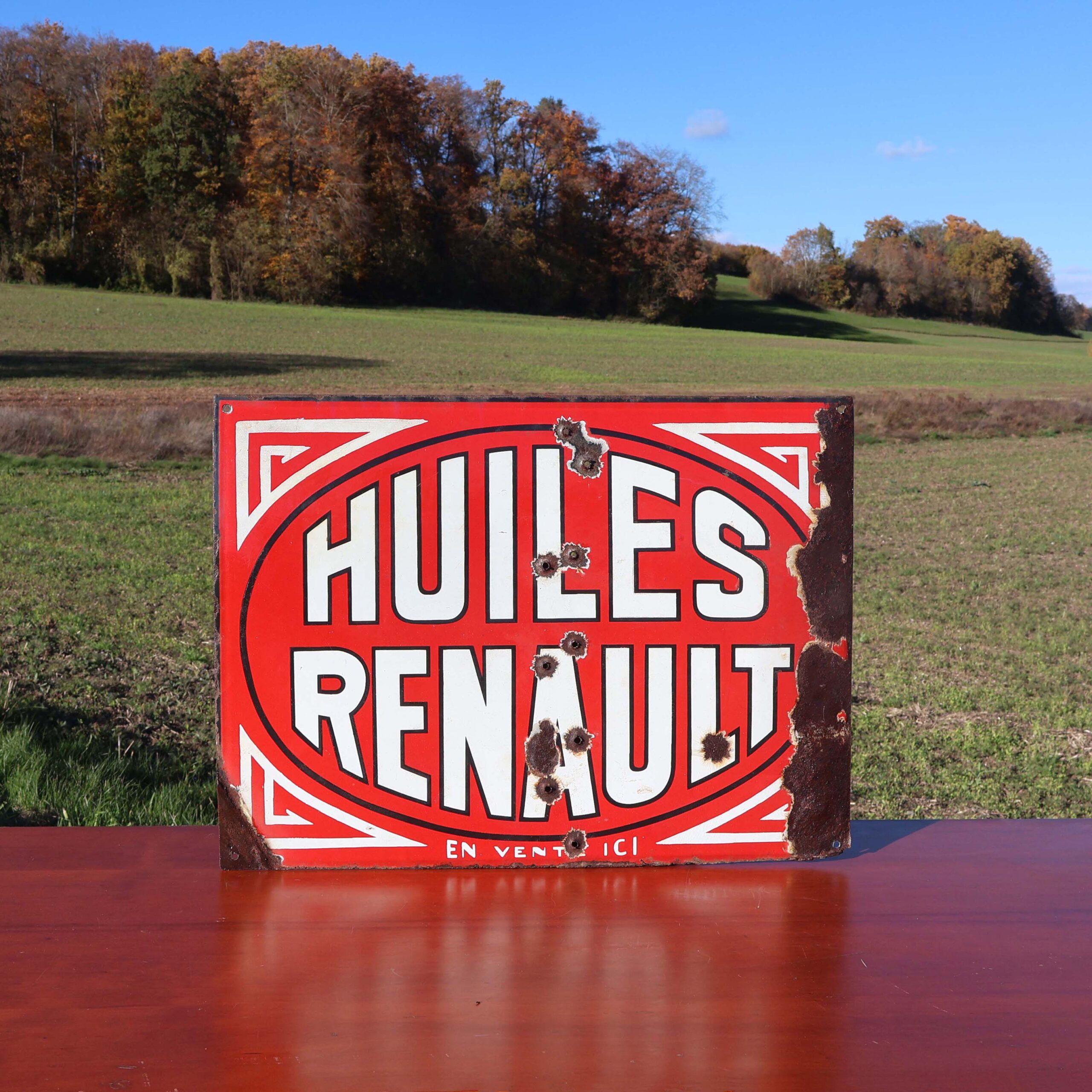 Plaque émaillée huile Renault