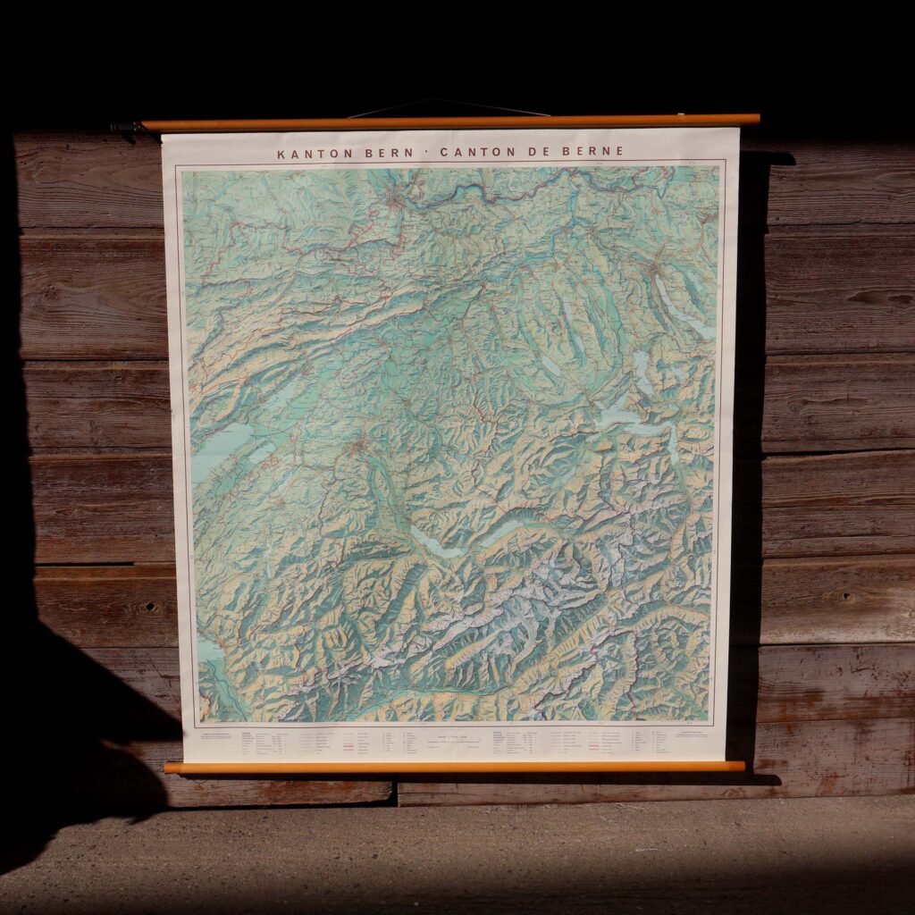 Kanton Bern Schulwandkarte. Carte scolaire vintage