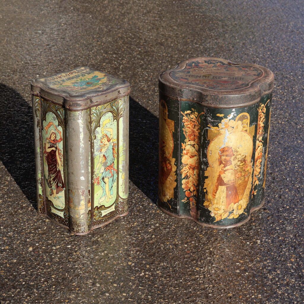 Boites Henri Rossier Lausanne. Anciennes boites publicitaires