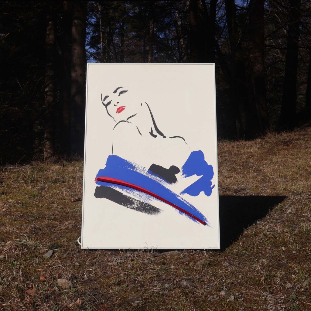 Michel Canetti tableau néon. Illustration d'une femme