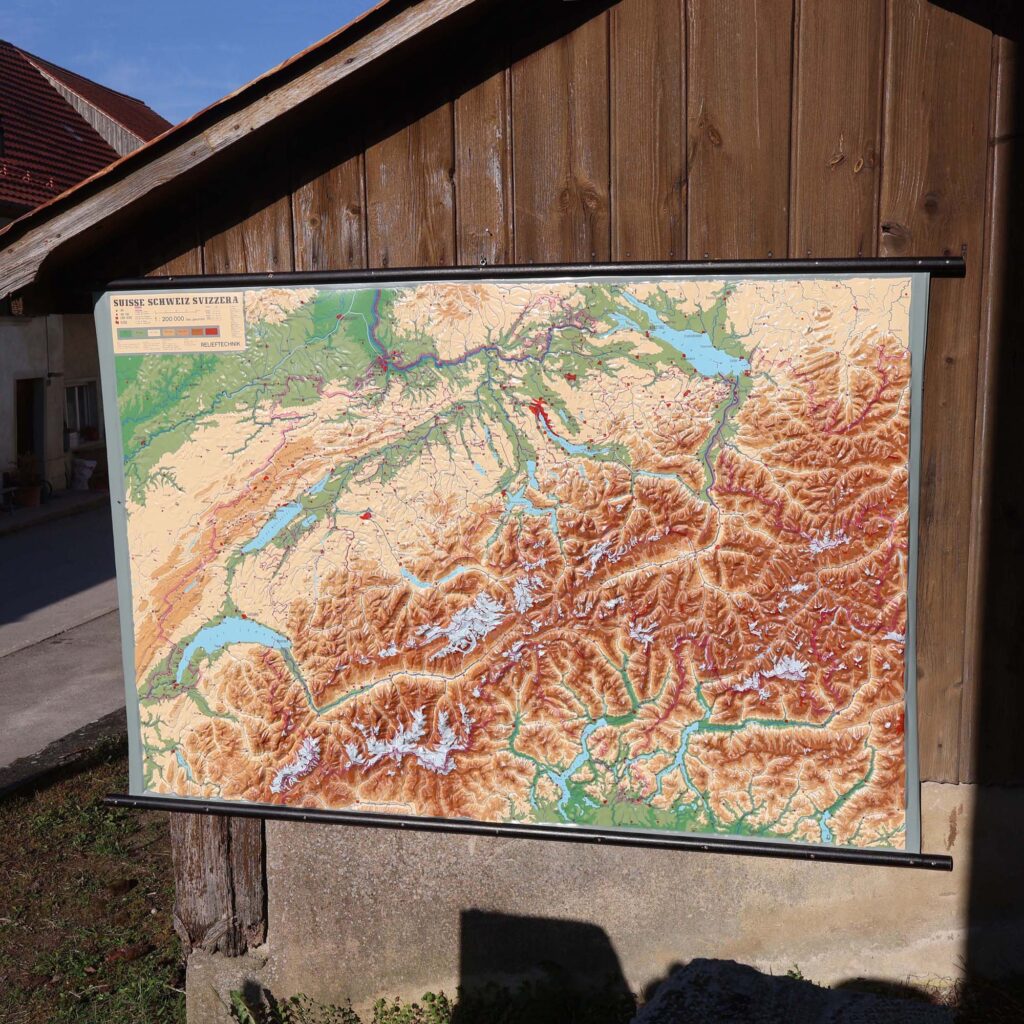 Carte scolaire Suisse murale 3D. Grande carte géographique