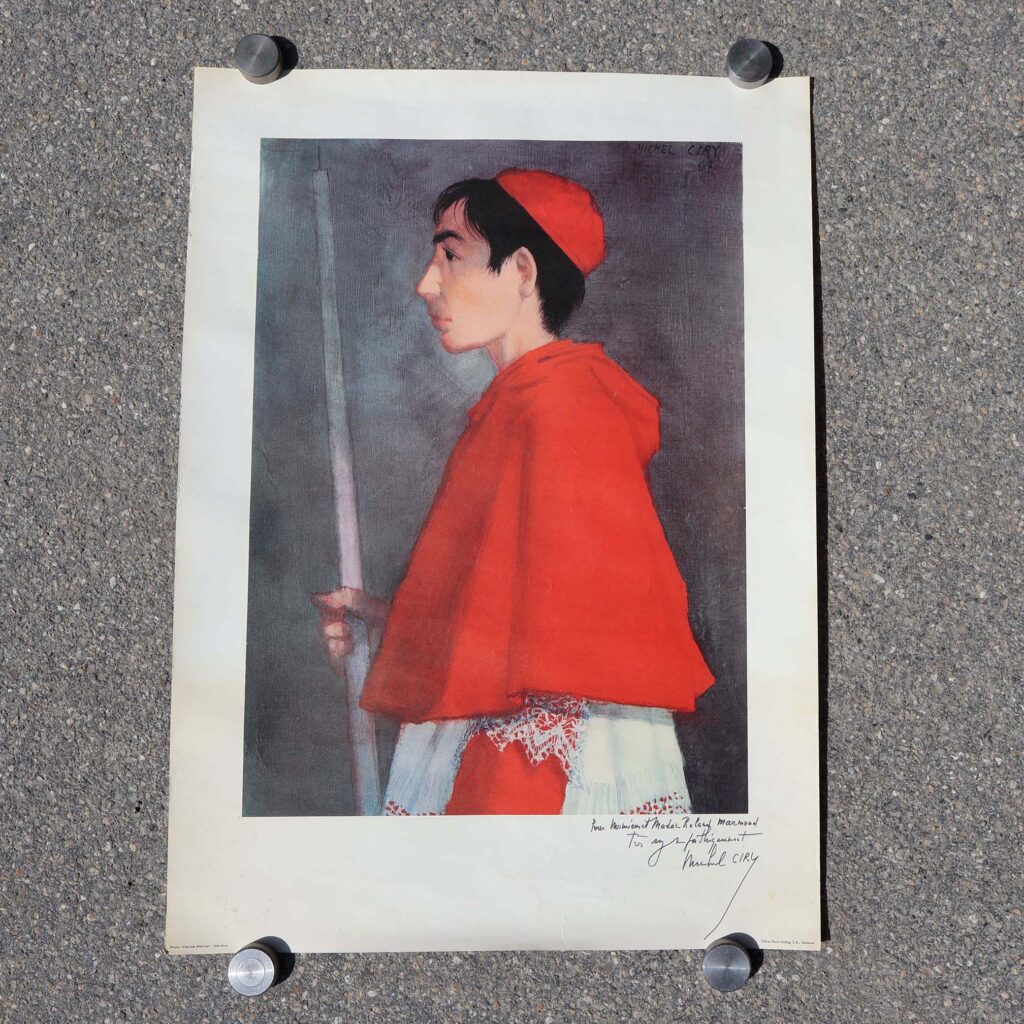 Michel Ciry poster dédicacé. Print d'un tableau daté de 1967.