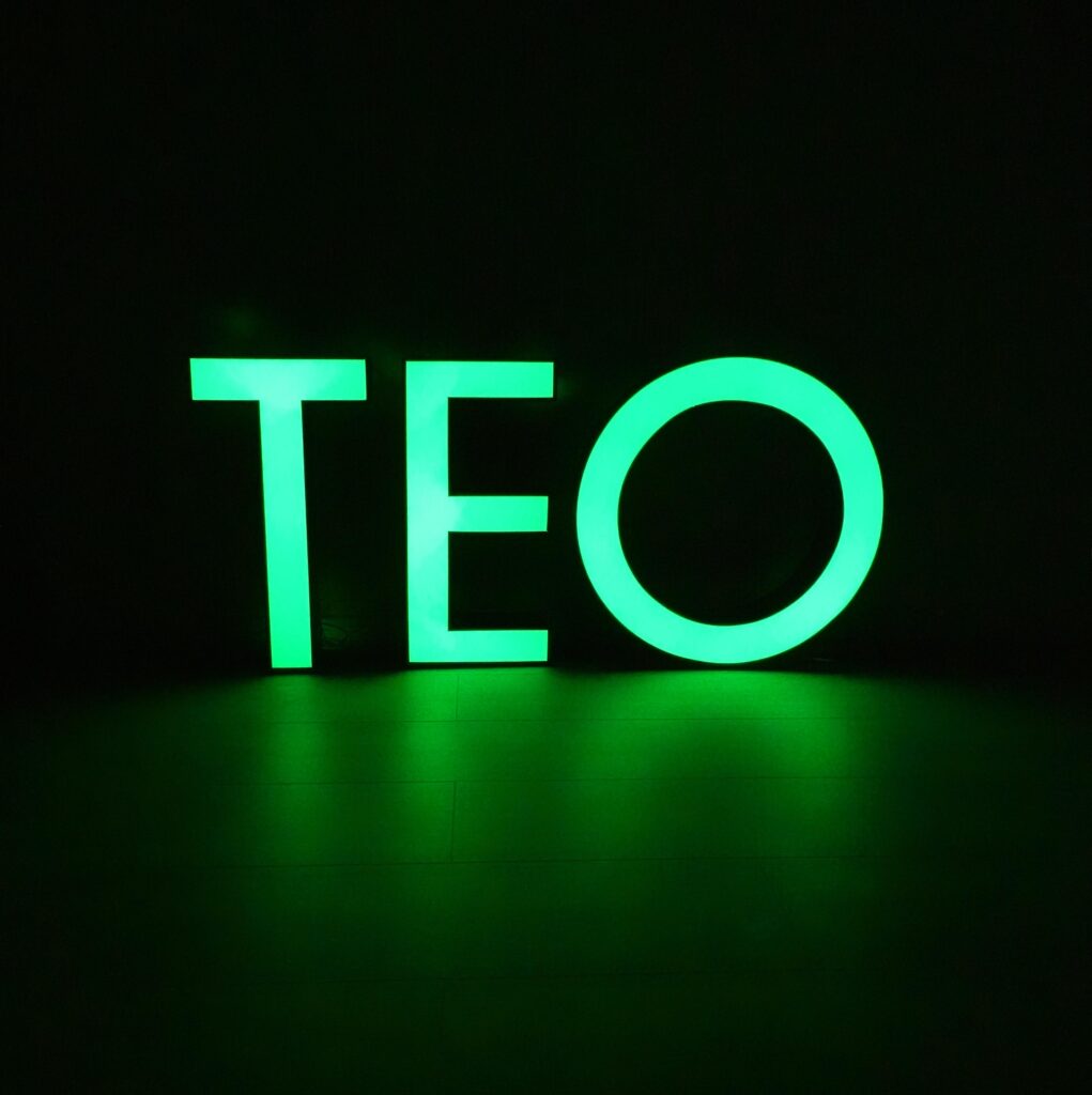 Lettres lumineuses vintage TEO. Prénom réalisé avec des lettres