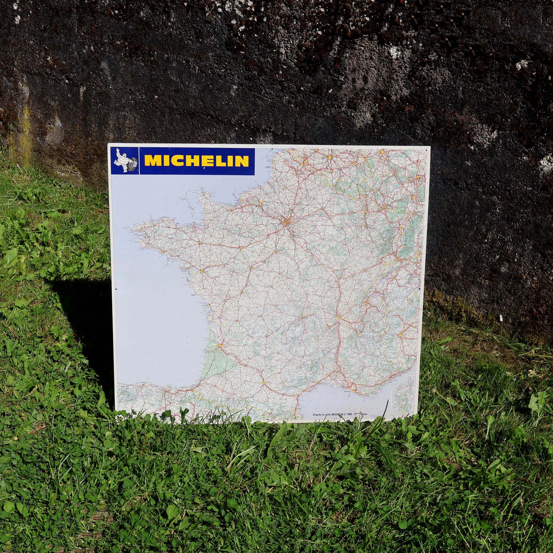 Carte France murale Michelin tôle publicitaire imprimée sur métal.