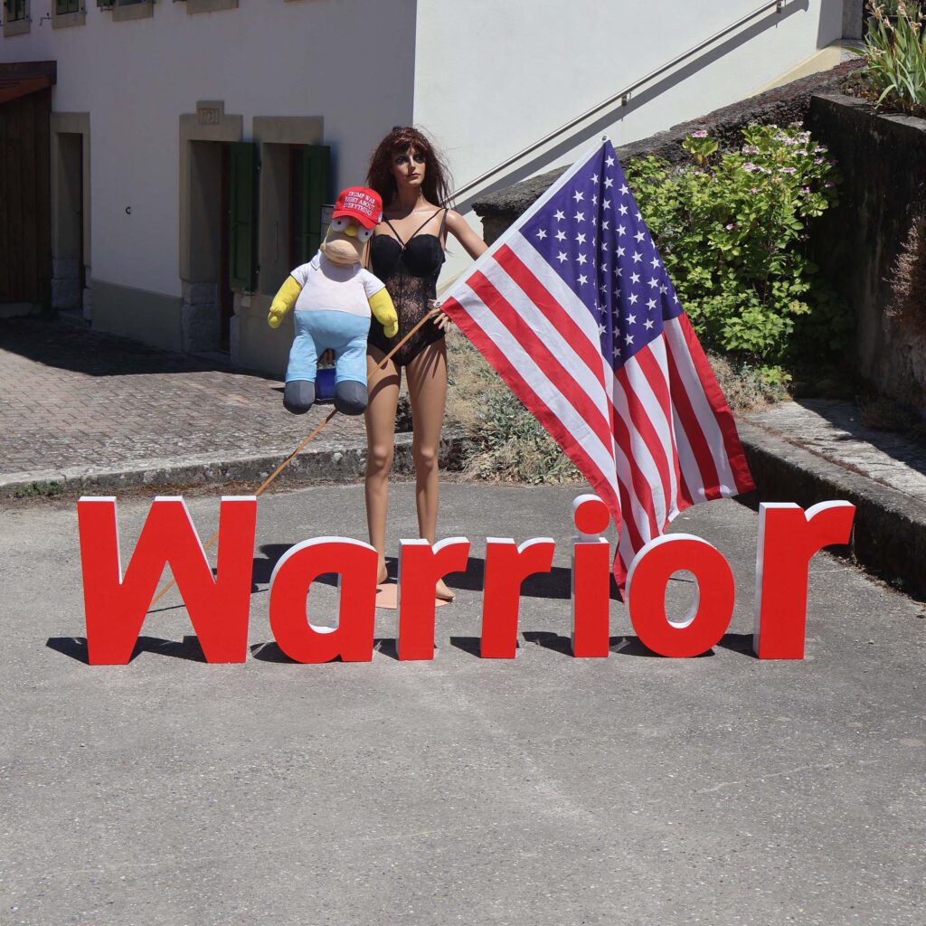 American patriot warrior. Installation d'art conceptuel