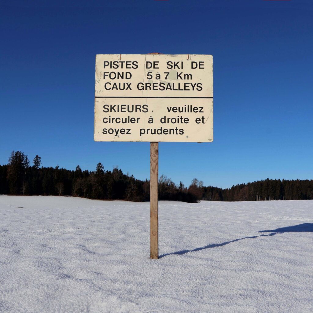 Caux Gresalley piste de ski de fond. Panneau de signalisation