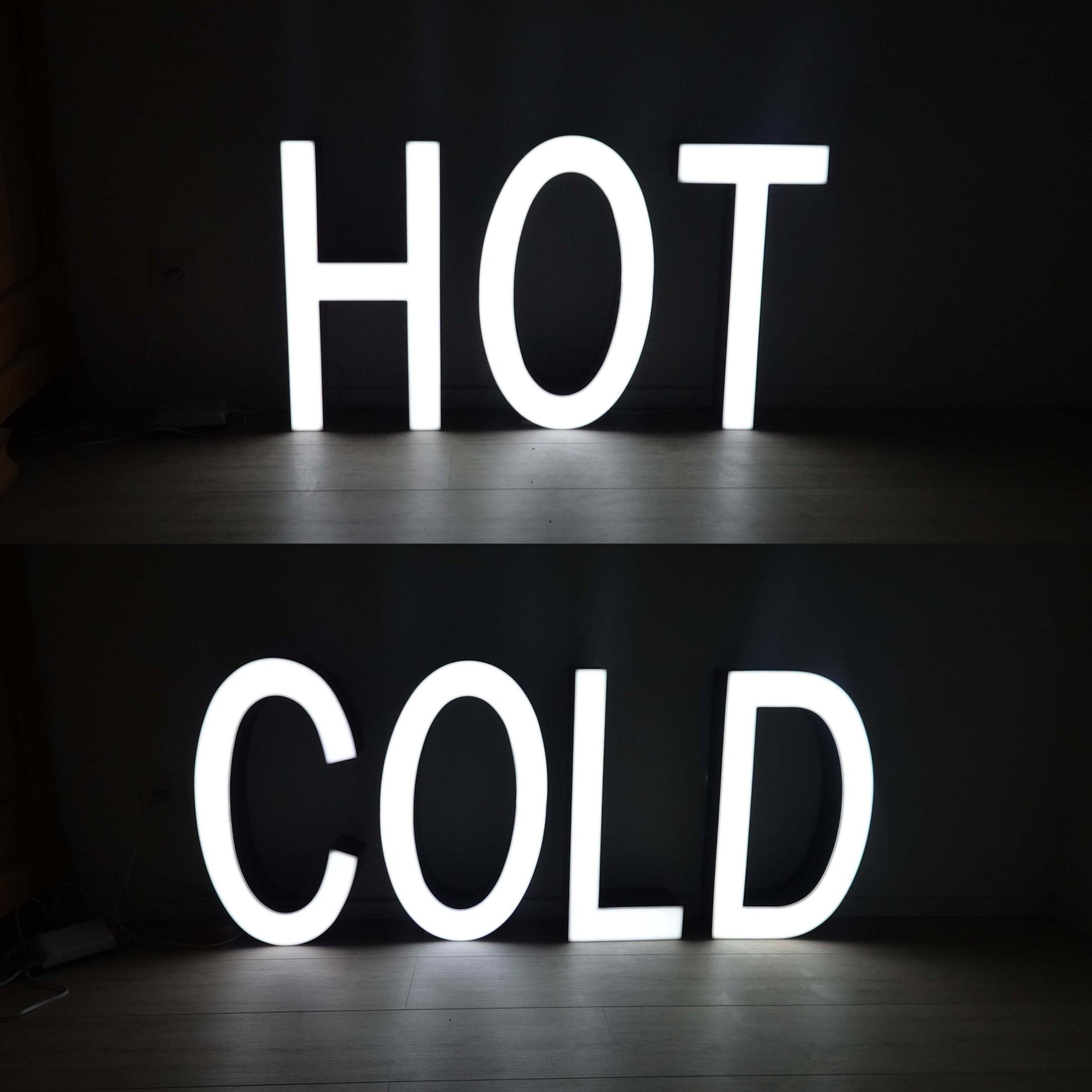 Lettres lumineuses 50cm déco. Hot cold. Lettres boitier