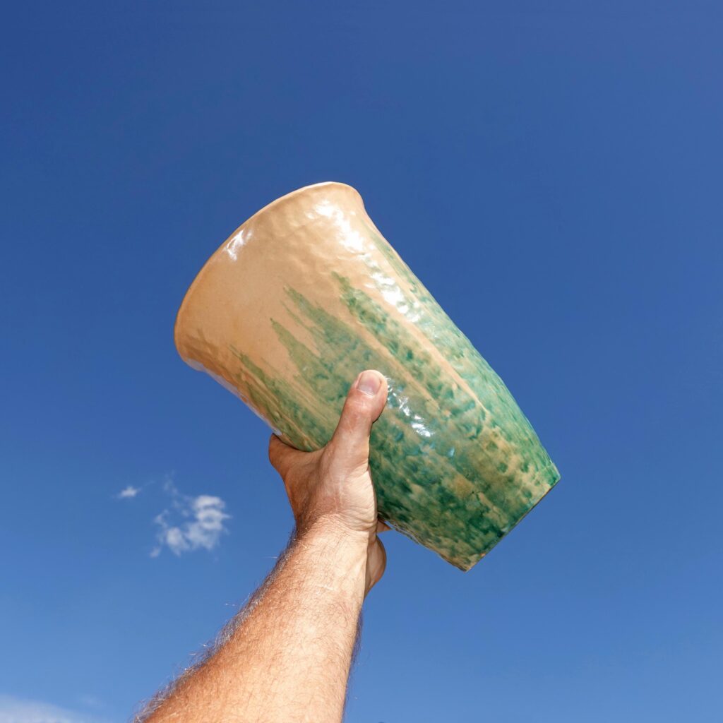 Hilde Wyss Vintage Keramik Vase. Grand vase artisanal forme évasée